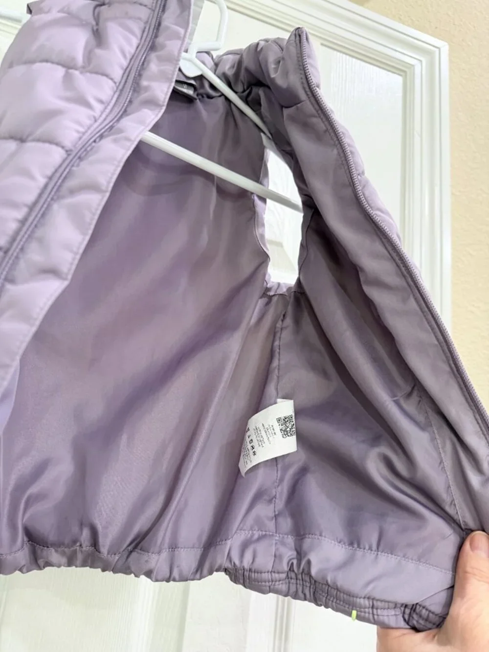 PUMA Girl's 4T Lilac Puffer Vest Neon Green Trim Lightweight Quilted